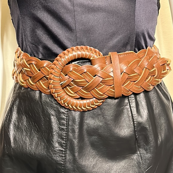 Vintage Woven Wide Belt Brown cognac size Small - Picture 11 of 11